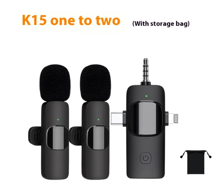 Wireless Collar Clip Microphone — 3-in-1 Mini Mic with 3.5mm, USB-C & Lightning