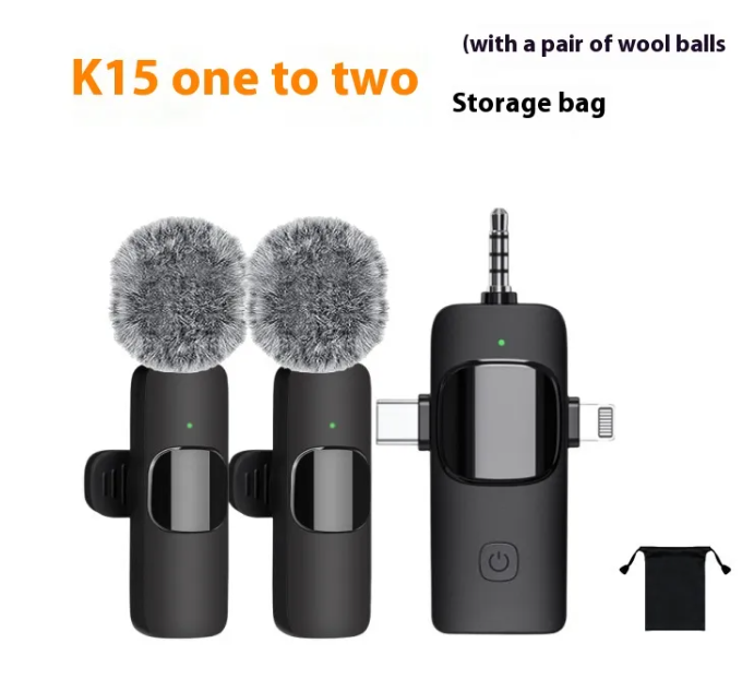 Wireless Collar Clip Microphone — 3-in-1 Mini Mic with 3.5mm, USB-C & Lightning