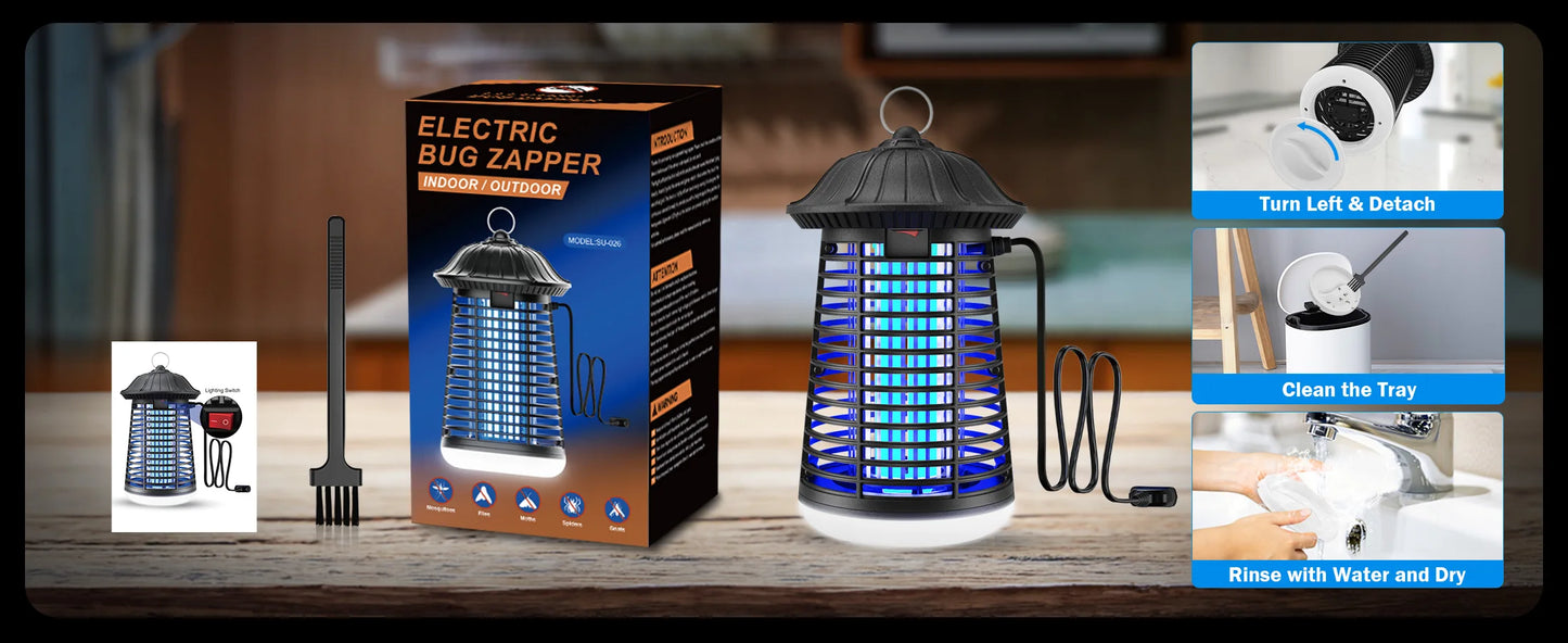 Electric Bug Zapper Outdoor & Indoor with LED Light 2-in-1 Mosquito Zapper Plug-in Fly Trap & Mosquito Killer for Home Garden