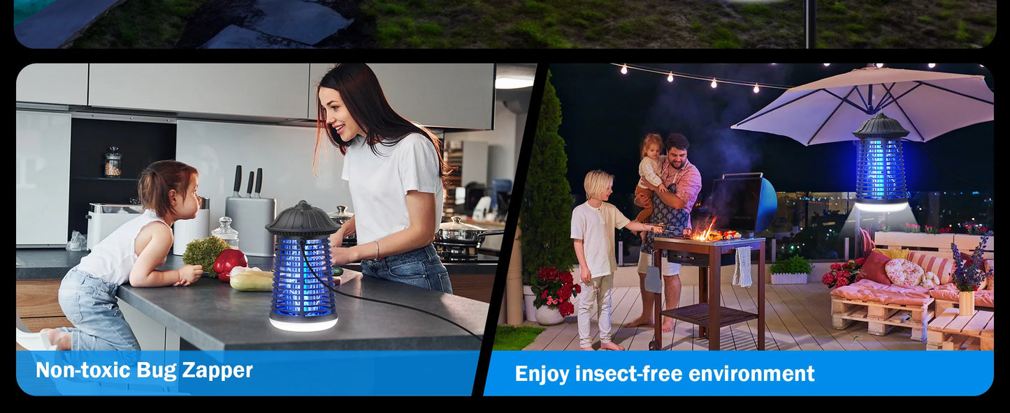 Electric Bug Zapper Outdoor & Indoor with LED Light 2-in-1 Mosquito Zapper Plug-in Fly Trap & Mosquito Killer for Home Garden