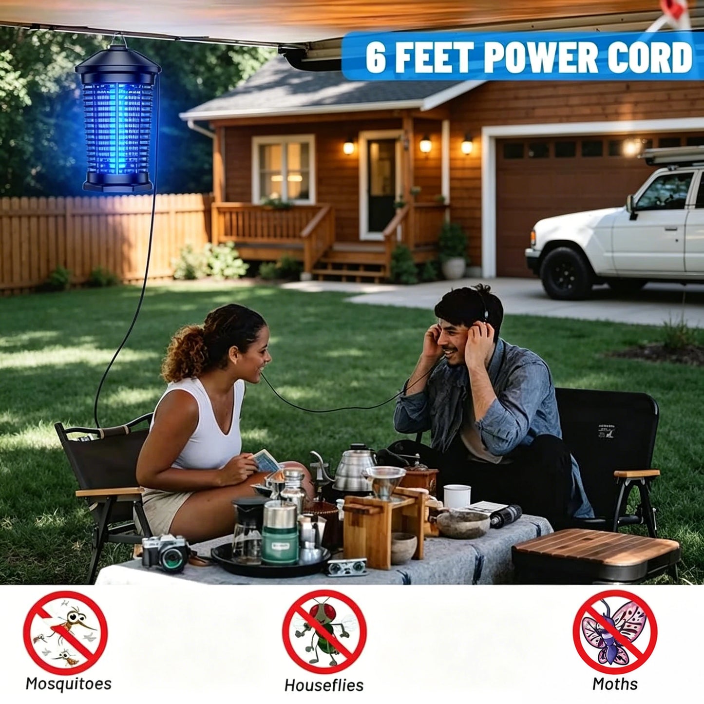 Outdoor Bug Zapper 4000V Indoor Electronic Mosquito Killer Lantern Waterproof Fly Trap Insect Killer