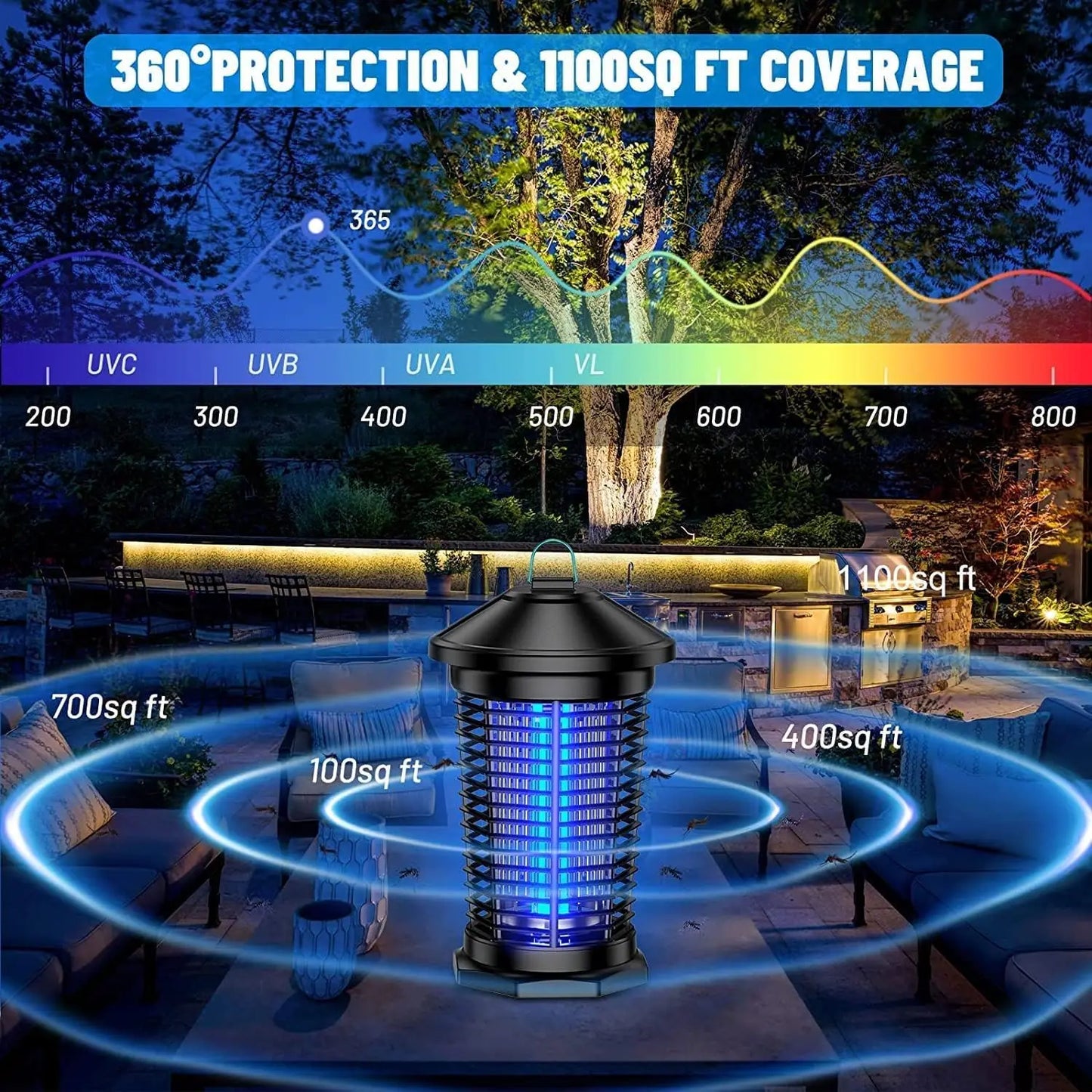 Outdoor Bug Zapper 4000V Indoor Electronic Mosquito Killer Lantern Waterproof Fly Trap Insect Killer