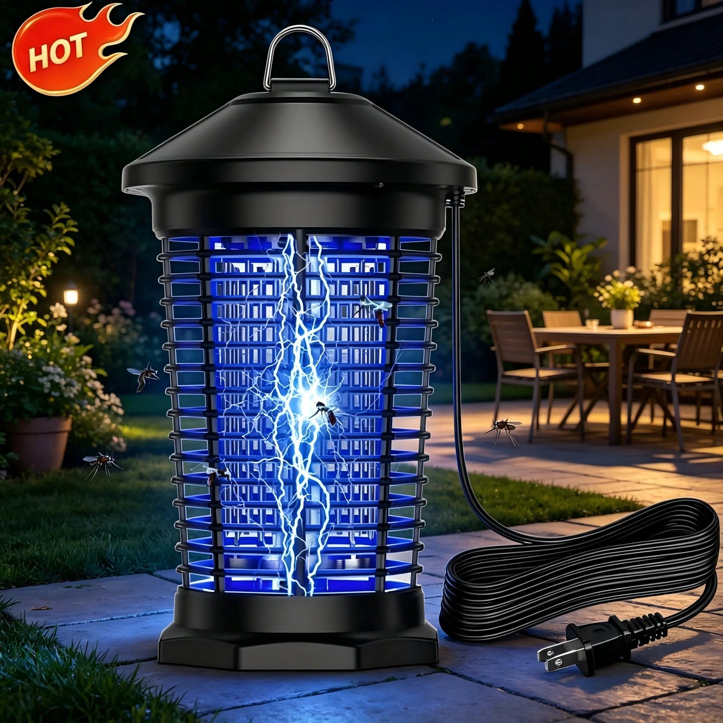 Outdoor Bug Zapper 4000V Indoor Electronic Mosquito Killer Lantern Waterproof Fly Trap Insect Killer